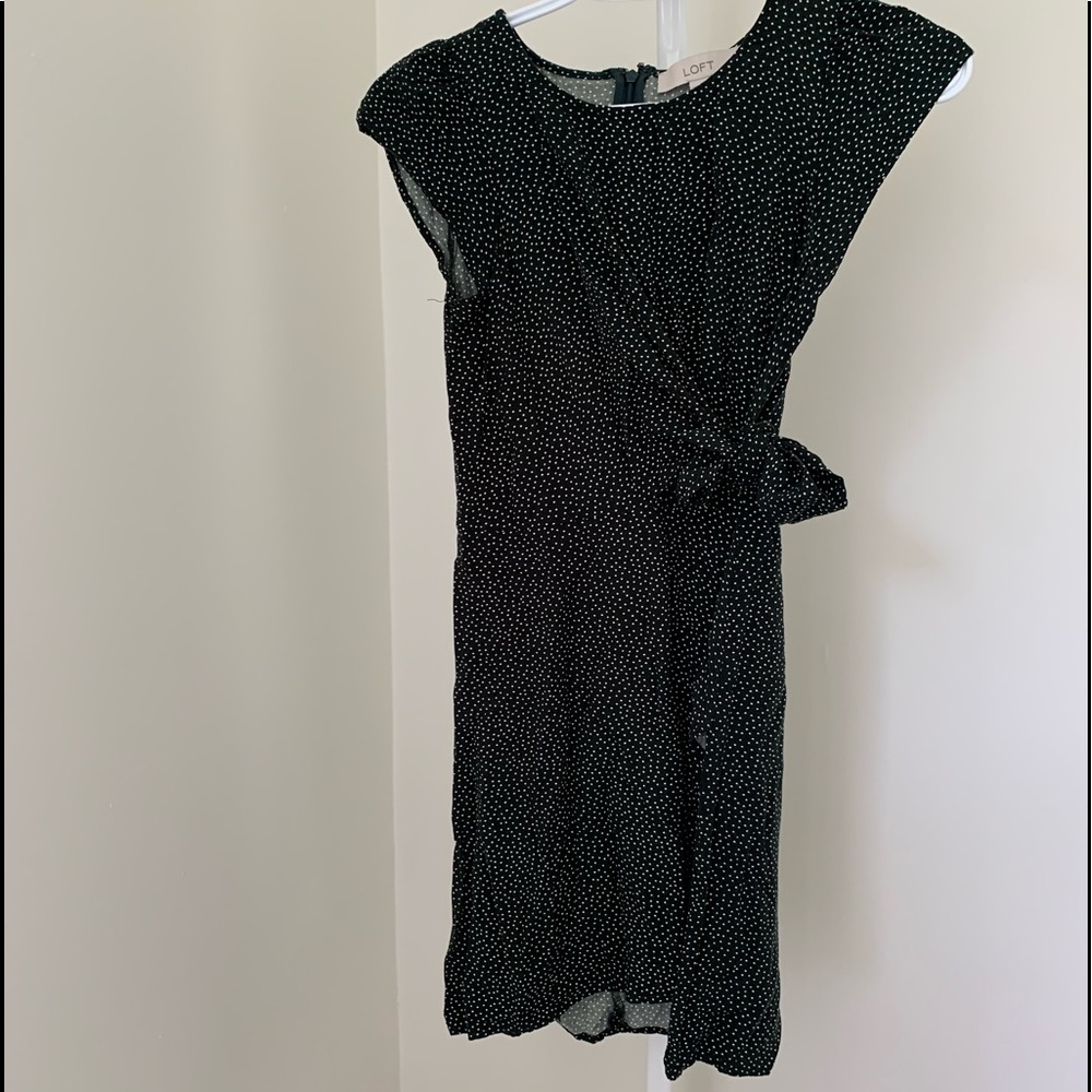 Loft Dark Green Polka Dot Dress